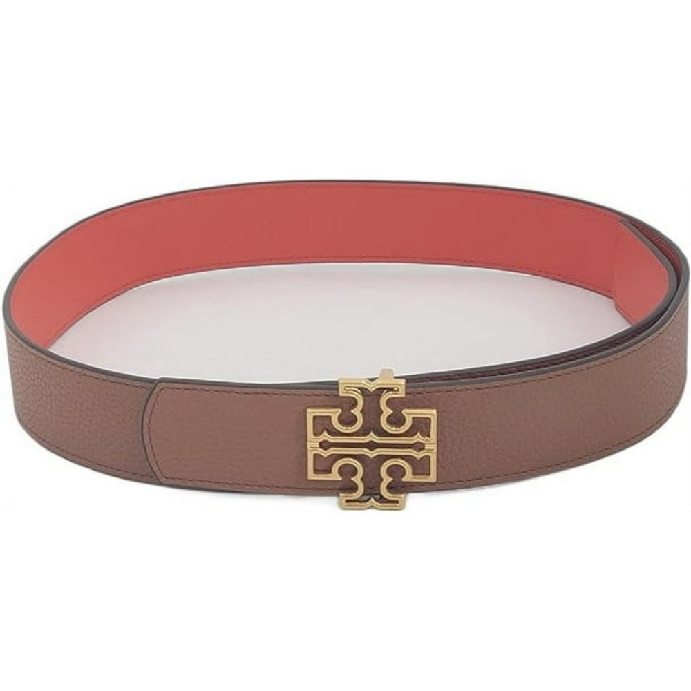 Tory Burch Britten Logo Classic Tan/Poppy Red With Gold Hardware Reversible